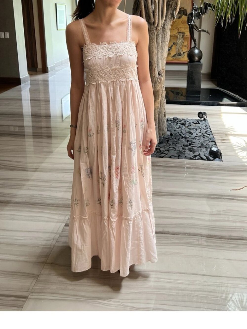 Caroline Constas Pink Floral Embroidered Cotton Guipure Lace Maxi Dress - Picture 3 of 11